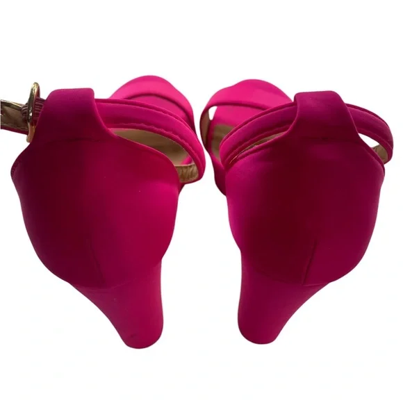 Hot pink chunky 4.5  heel,Ankle strap,Open toe, size 7, New - Picture 7 of 11